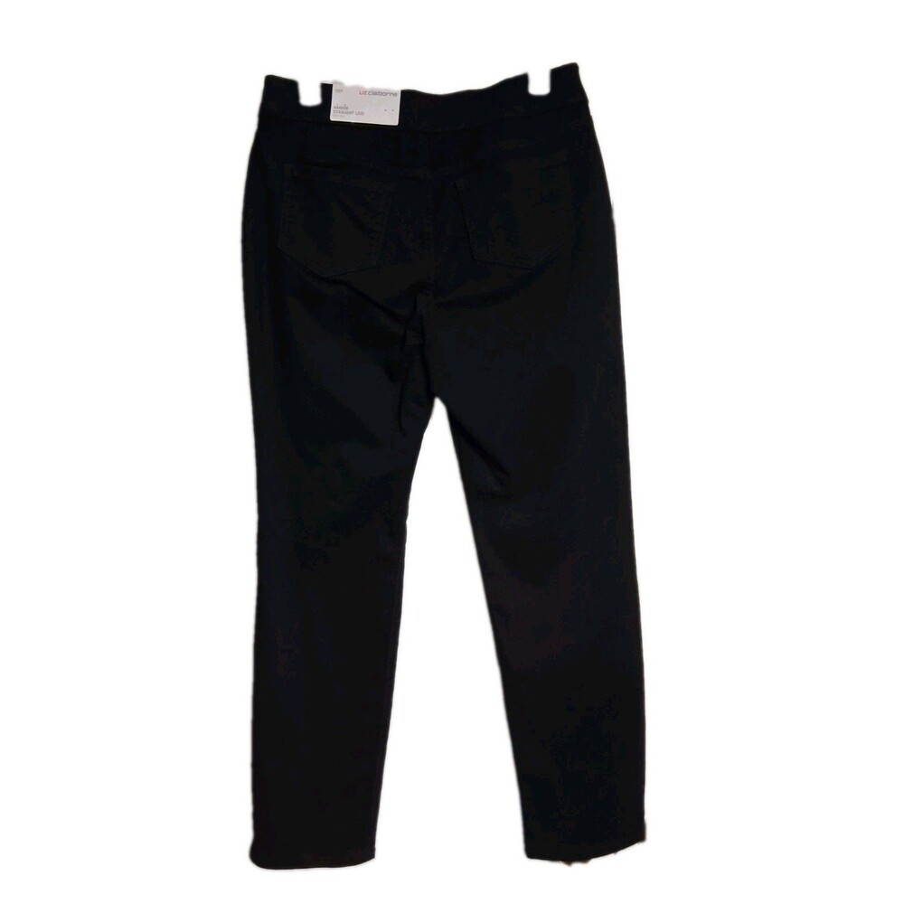NWT Women's Liz Claiborne Black Amber Straight Pull-On Pants Jeans Size 10P...